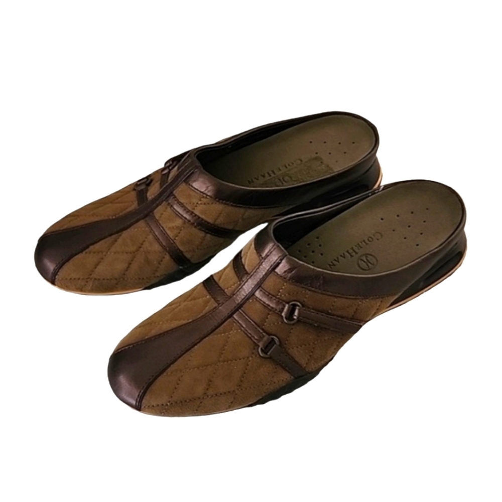 COLE HAAN NIKE AIR Quilted Clogs Mules 7AA 7 Narrow Preppy Suede Sneakers - Picture 4 of 16